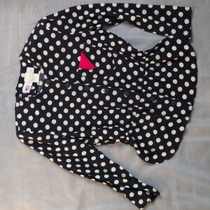 Vintage California Girl dark Navy polka-dot Blouse Made In USA Size 8